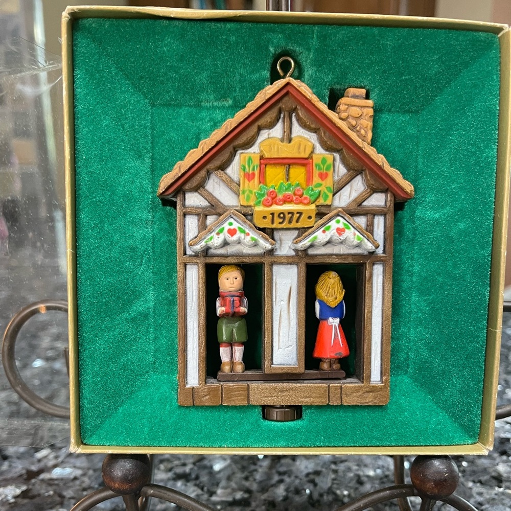 Vintage Hallmark 1977 Twirl About Weather House Ornament with Box Hong Kong